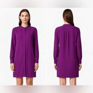 Diane Von Furstenberg Atira Silk Shirt Dress Womens Size 8 Orchid Purple DVF